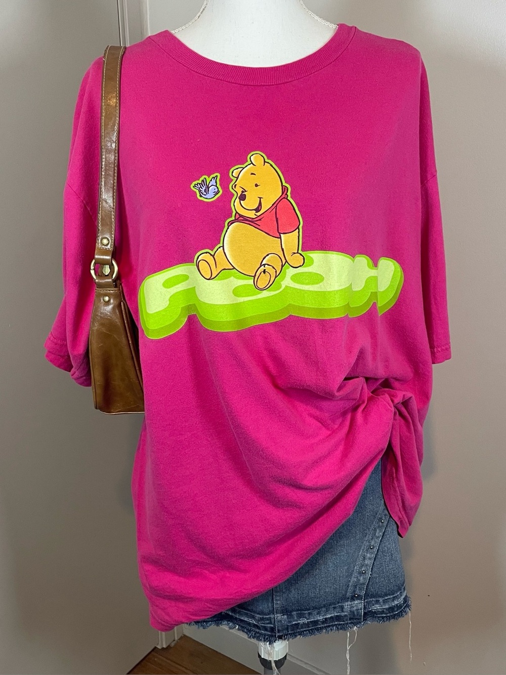 Vintage Plus Size 1X Disney Winnie the Pooh Pink Neon Green Graphic T-shirt
